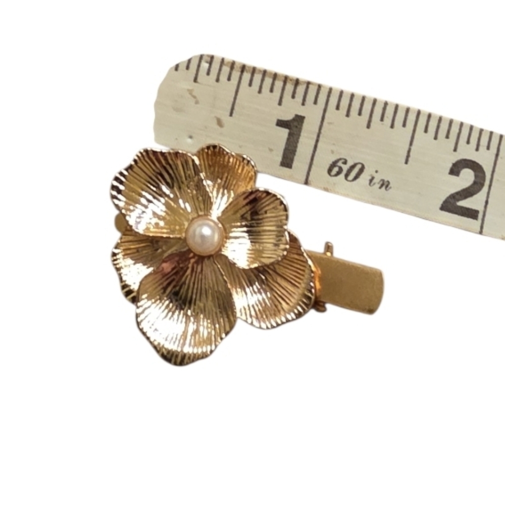 Gold Floral Pearl Hair Clips • 4 Piece Set •  NWOT - Picture 4 of 7